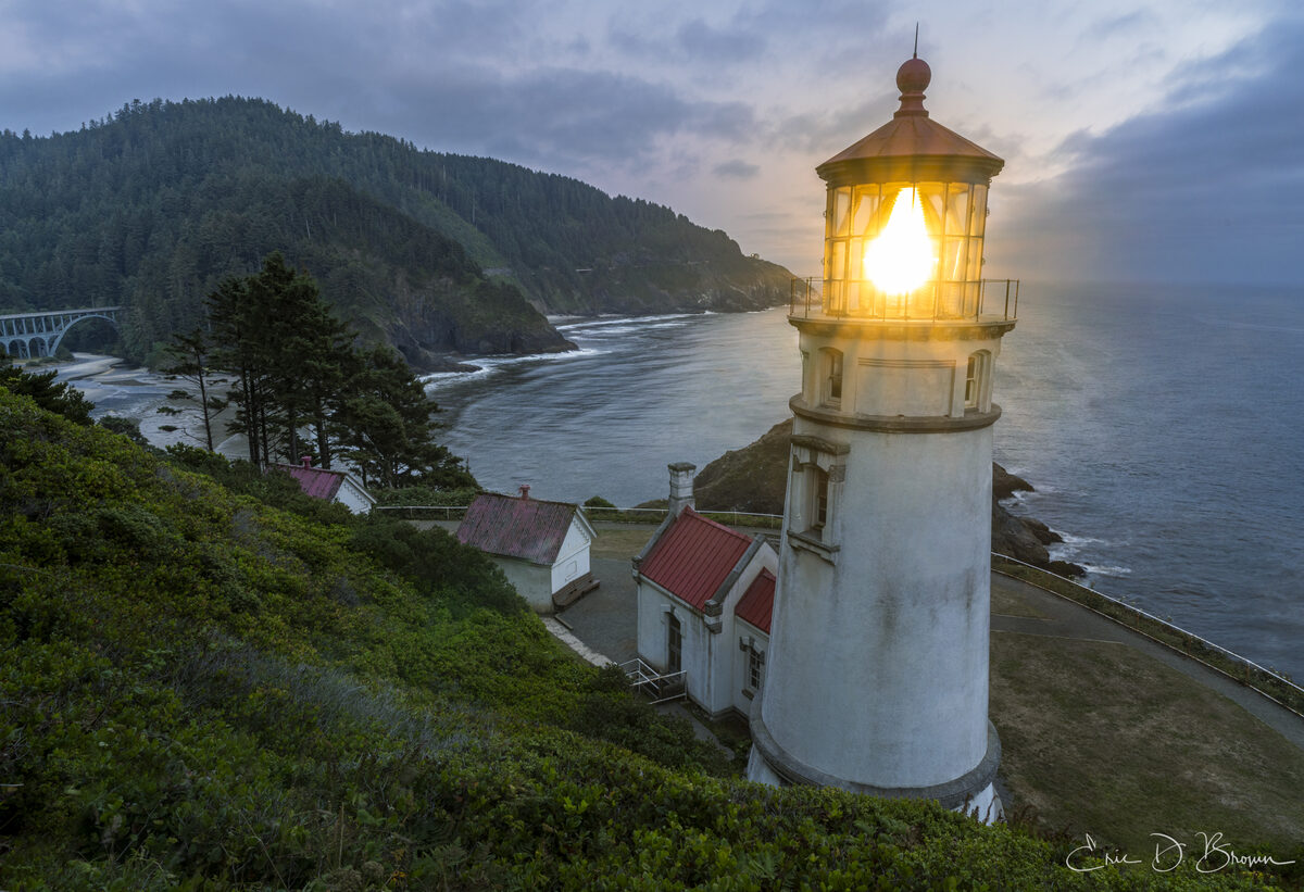 Heceta Head Lighthouse at dusk